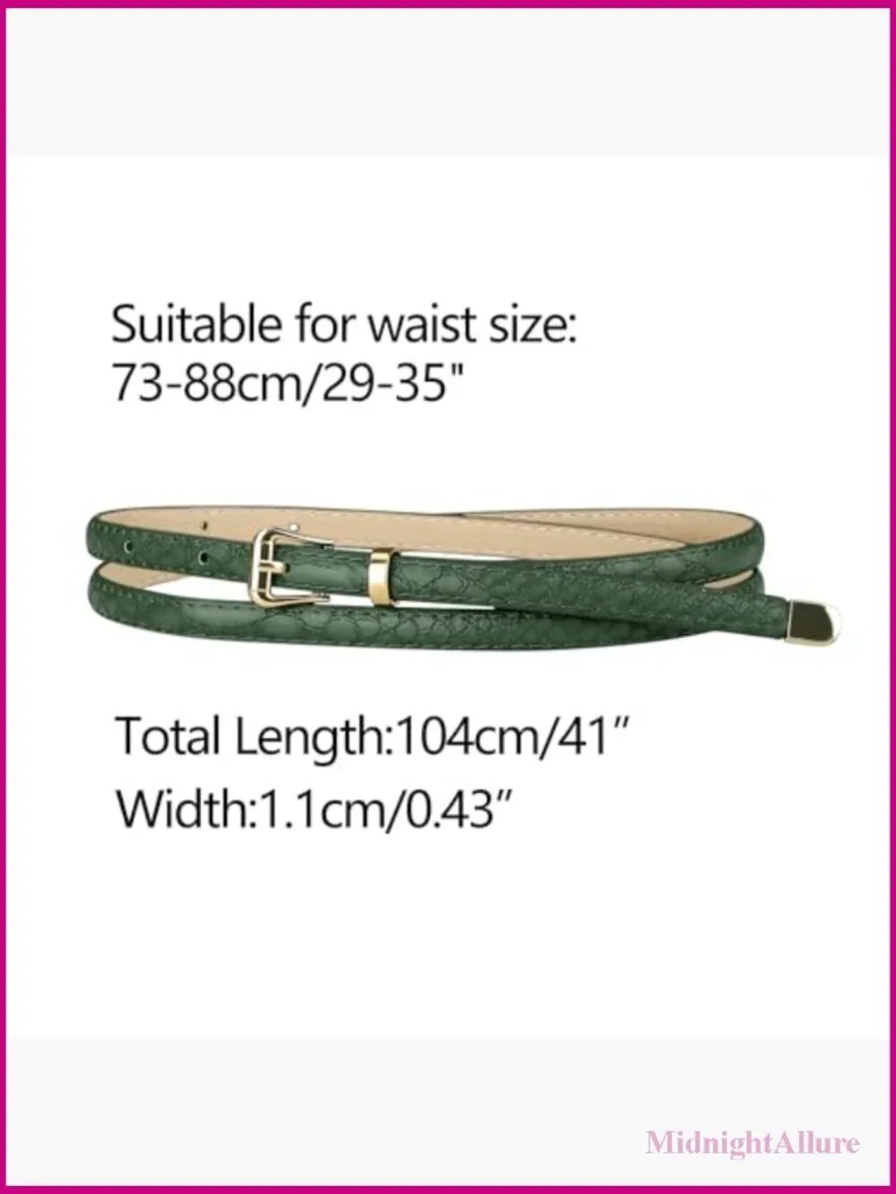 Women's Skinny Embossed Faux Leather Belt with Alloy Buckle